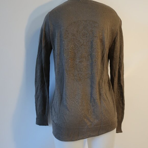 Womens Skull Cashmere Green W/Gold Beaded "Skull" Sweater M - Picture 1 of 7